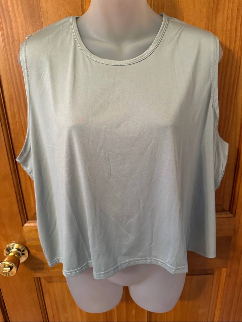 Essentials Sage Green Sleeveless Scoop Tank Top